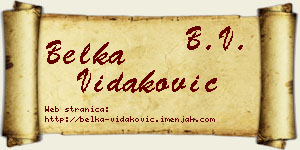 Belka Vidaković vizit kartica
